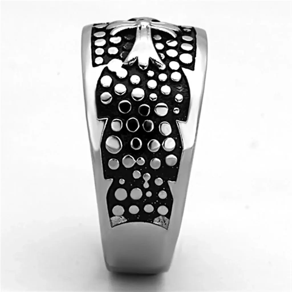 TK1196 - High polished (no plating) Stainless Steel Ring with Epoxy in Jet - Alamode - Flyclothing LLC