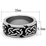 TK1197 - High polished (no plating) Stainless Steel Ring with Epoxy  in Jet - Alamode