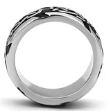 TK1197 - High polished (no plating) Stainless Steel Ring with Epoxy  in Jet - Alamode