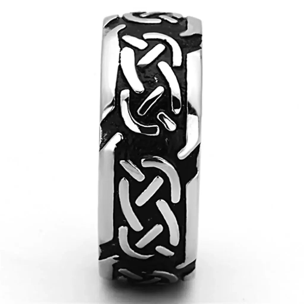 TK1197 - High polished (no plating) Stainless Steel Ring with Epoxy in Jet - Alamode - Flyclothing LLC