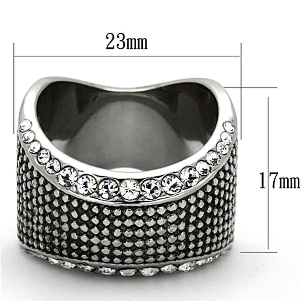 TK1198 - High polished (no plating) Stainless Steel Ring with Top Grade Crystal in Clear - Alamode - Flyclothing LLC