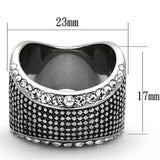 TK1198 - High polished (no plating) Stainless Steel Ring with Top Grade Crystal  in Clear - Alamode