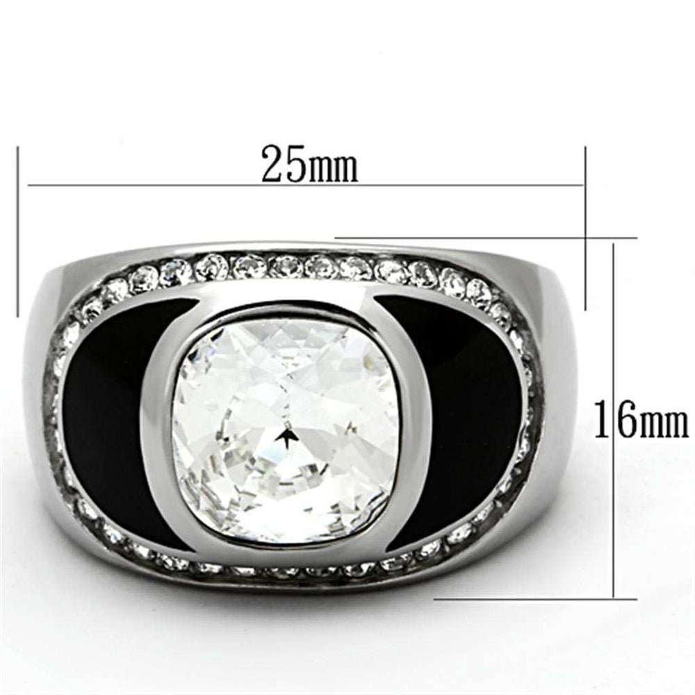 TK1199 - High polished (no plating) Stainless Steel Ring with Top Grade Crystal in Clear - Alamode - Flyclothing LLC