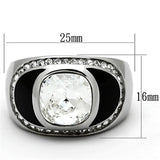 TK1199 - High polished (no plating) Stainless Steel Ring with Top Grade Crystal  in Clear - Alamode