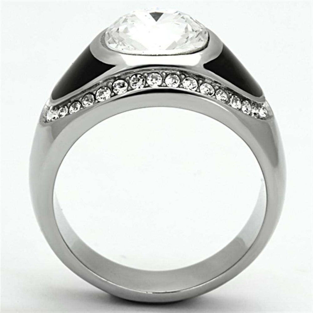 TK1199 - High polished (no plating) Stainless Steel Ring with Top Grade Crystal in Clear - Alamode - Flyclothing LLC