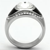 TK1199 - High polished (no plating) Stainless Steel Ring with Top Grade Crystal  in Clear - Alamode