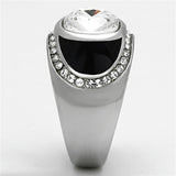 TK1199 - High polished (no plating) Stainless Steel Ring with Top Grade Crystal  in Clear - Alamode