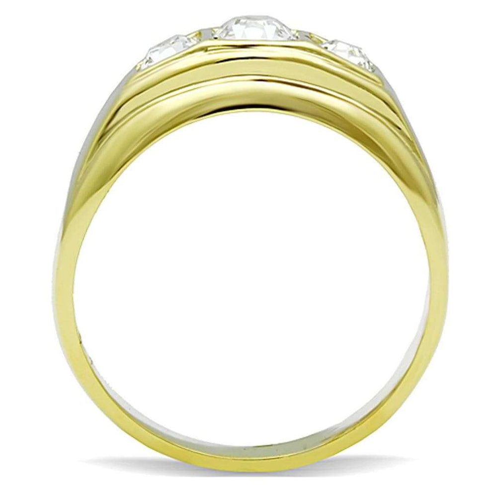 TK119G - IP Gold(Ion Plating) Stainless Steel Ring with Top Grade Crystal in Clear - Alamode - Flyclothing LLC
