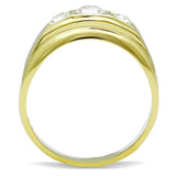 TK119G - IP Gold(Ion Plating) Stainless Steel Ring with Top Grade Crystal  in Clear - Alamode
