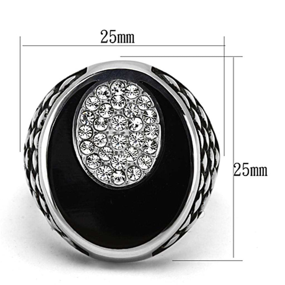 TK1200 - High polished (no plating) Stainless Steel Ring with Top Grade Crystal in Clear - Alamode - Flyclothing LLC