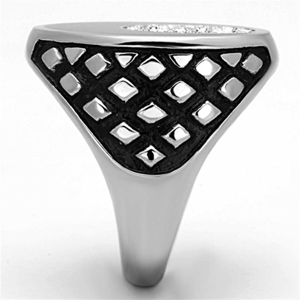 TK1200 - High polished (no plating) Stainless Steel Ring with Top Grade Crystal in Clear - Alamode - Flyclothing LLC