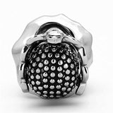 TK1201 - High polished (no plating) Stainless Steel Ring with Top Grade Crystal in Clear - Alamode - Flyclothing LLC