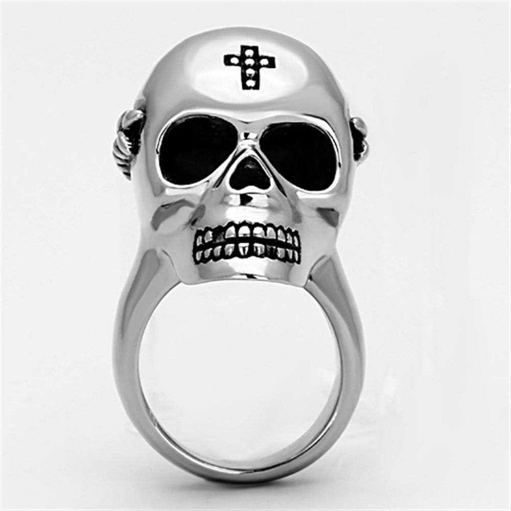 TK1202 - High polished (no plating) Stainless Steel Ring with Epoxy in Jet - Alamode - Flyclothing LLC