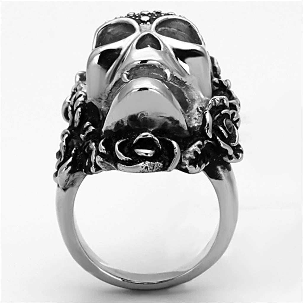 TK1203 - High polished (no plating) Stainless Steel Ring with Top Grade Crystal in Black Diamond - Alamode - Flyclothing LLC