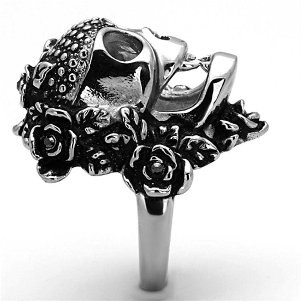 TK1203 - High polished (no plating) Stainless Steel Ring with Top Grade Crystal in Black Diamond - Alamode - Flyclothing LLC