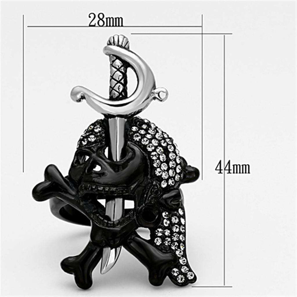 TK1204 - Two-Tone IP Black Stainless Steel Ring with Top Grade Crystal in Black Diamond - Alamode - Flyclothing LLC