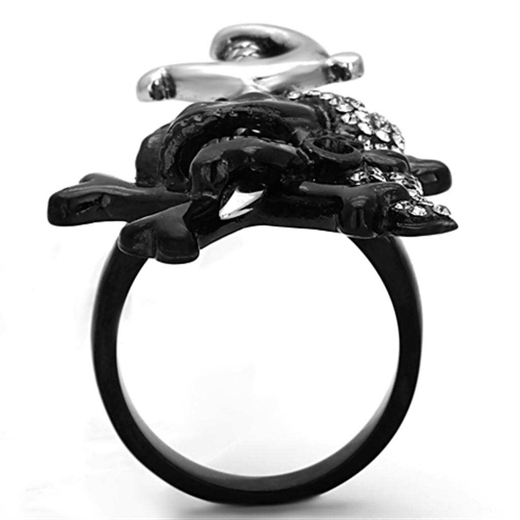 TK1204 - Two-Tone IP Black Stainless Steel Ring with Top Grade Crystal in Black Diamond - Alamode - Flyclothing LLC