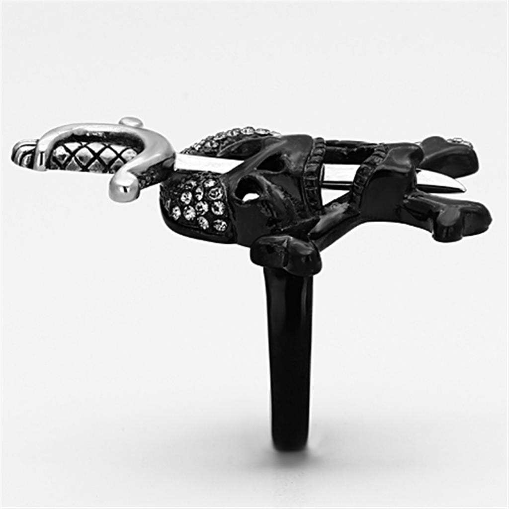 TK1204 - Two-Tone IP Black Stainless Steel Ring with Top Grade Crystal in Black Diamond - Alamode - Flyclothing LLC