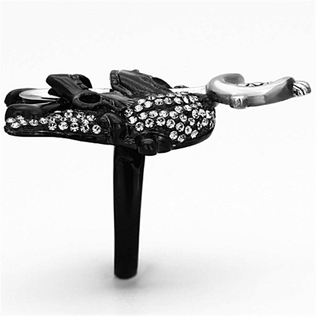 TK1204 - Two-Tone IP Black Stainless Steel Ring with Top Grade Crystal in Black Diamond - Alamode - Flyclothing LLC