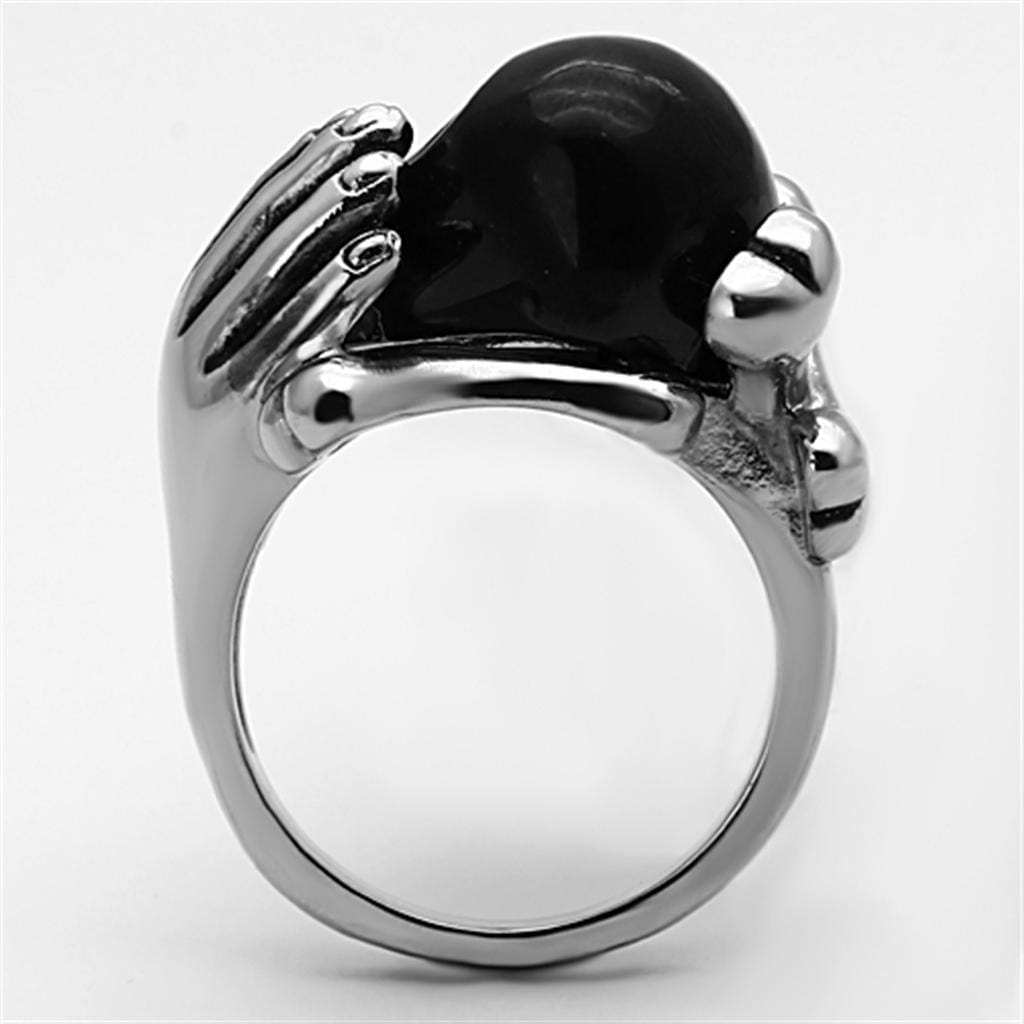 TK1206 - Two-Tone IP Black Stainless Steel Ring with Epoxy in Jet - Alamode - Flyclothing LLC