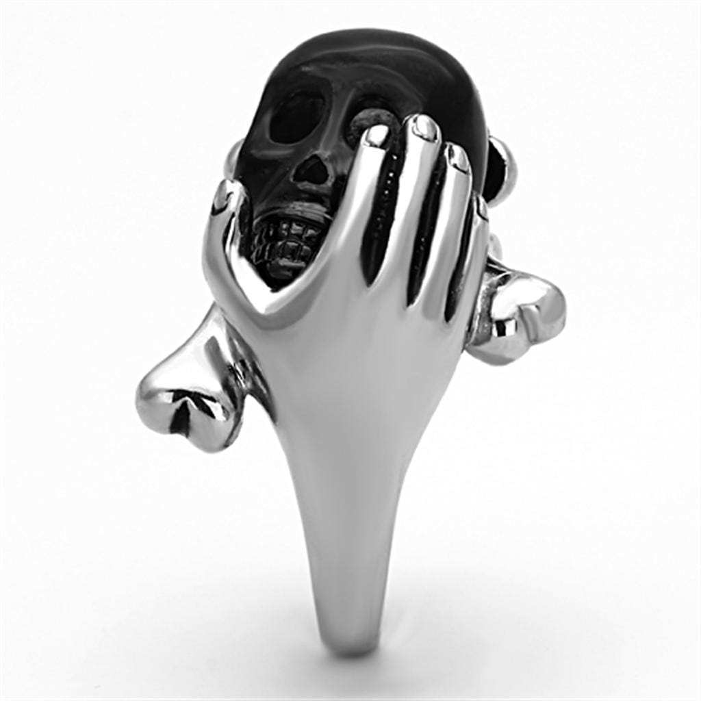 TK1206 - Two-Tone IP Black Stainless Steel Ring with Epoxy in Jet - Alamode - Flyclothing LLC