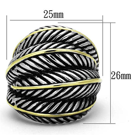 TK1209 - Two-Tone IP Gold (Ion Plating) Stainless Steel Ring with Epoxy in Jet - Alamode - Flyclothing LLC