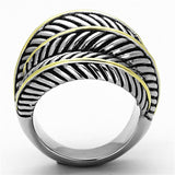 TK1209 - Two-Tone IP Gold (Ion Plating) Stainless Steel Ring with Epoxy  in Jet - Alamode