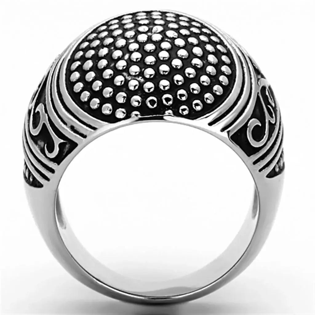 TK1212 - High polished (no plating) Stainless Steel Ring with Epoxy in Jet - Alamode - Flyclothing LLC