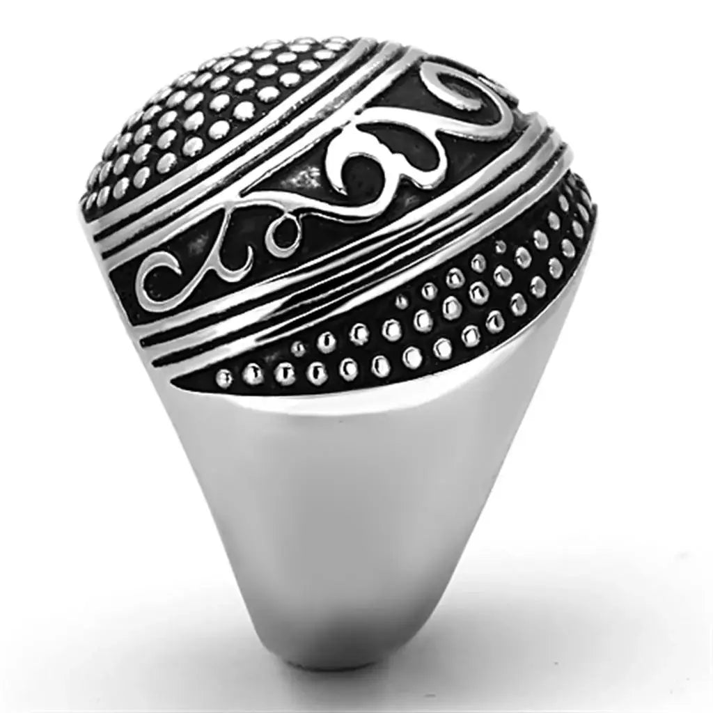 TK1212 - High polished (no plating) Stainless Steel Ring with Epoxy in Jet - Alamode - Flyclothing LLC