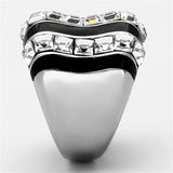 TK1213 - High polished (no plating) Stainless Steel Ring with Top Grade Crystal  in Clear - Alamode