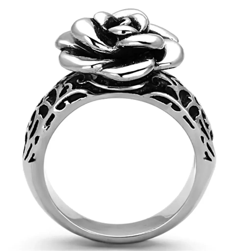 TK1217 - High polished (no plating) Stainless Steel Ring with Epoxy in Jet - Alamode - Flyclothing LLC