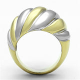 TK1219 - Two-Tone IP Gold (Ion Plating) Stainless Steel Ring with No Stone - Alamode