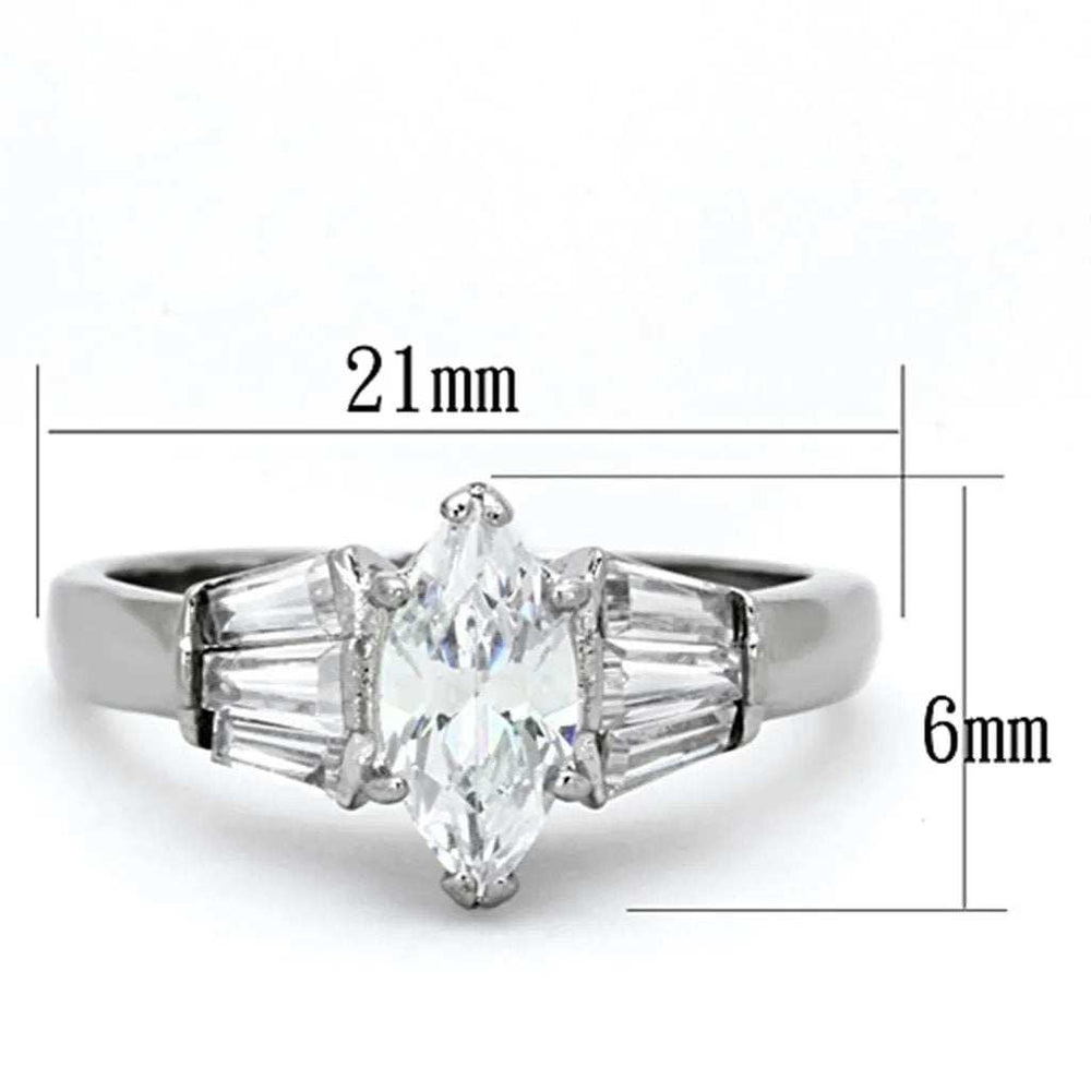 TK1220 - High polished (no plating) Stainless Steel Ring with AAA Grade CZ in Clear - Alamode - Flyclothing LLC