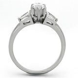 TK1220 - High polished (no plating) Stainless Steel Ring with AAA Grade CZ  in Clear - Alamode