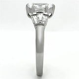 TK1220 - High polished (no plating) Stainless Steel Ring with AAA Grade CZ in Clear - Alamode - Flyclothing LLC