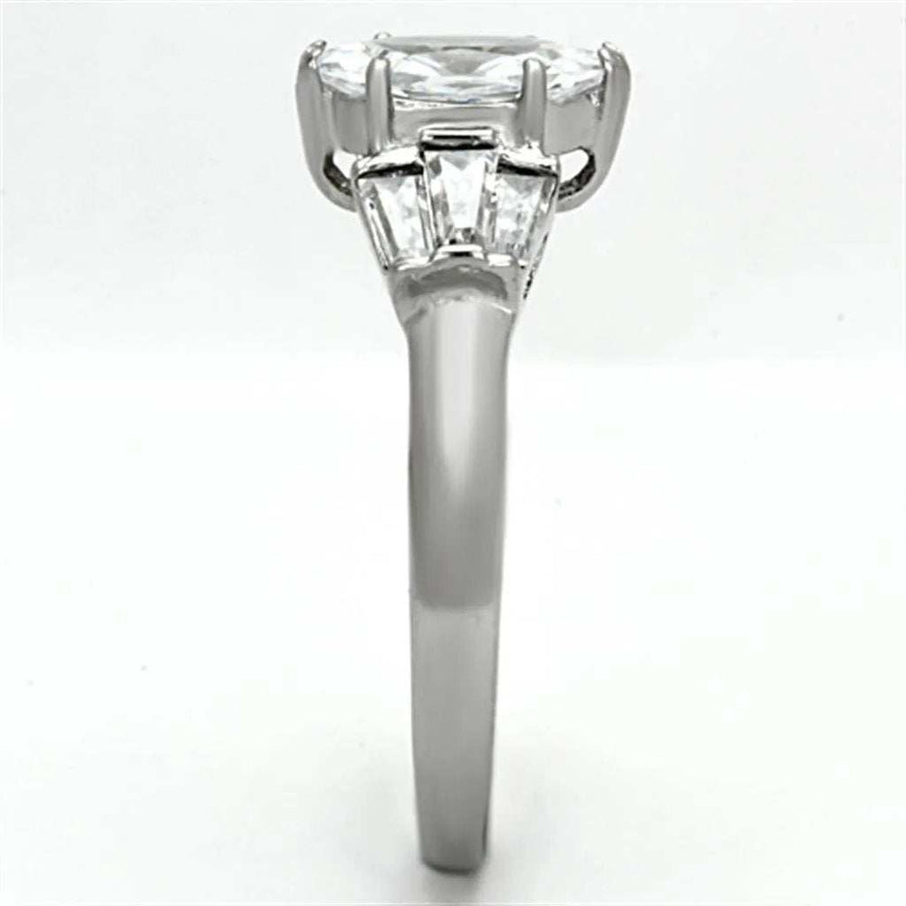 TK1220 - High polished (no plating) Stainless Steel Ring with AAA Grade CZ in Clear - Alamode - Flyclothing LLC