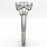 TK1220 - High polished (no plating) Stainless Steel Ring with AAA Grade CZ  in Clear - Alamode
