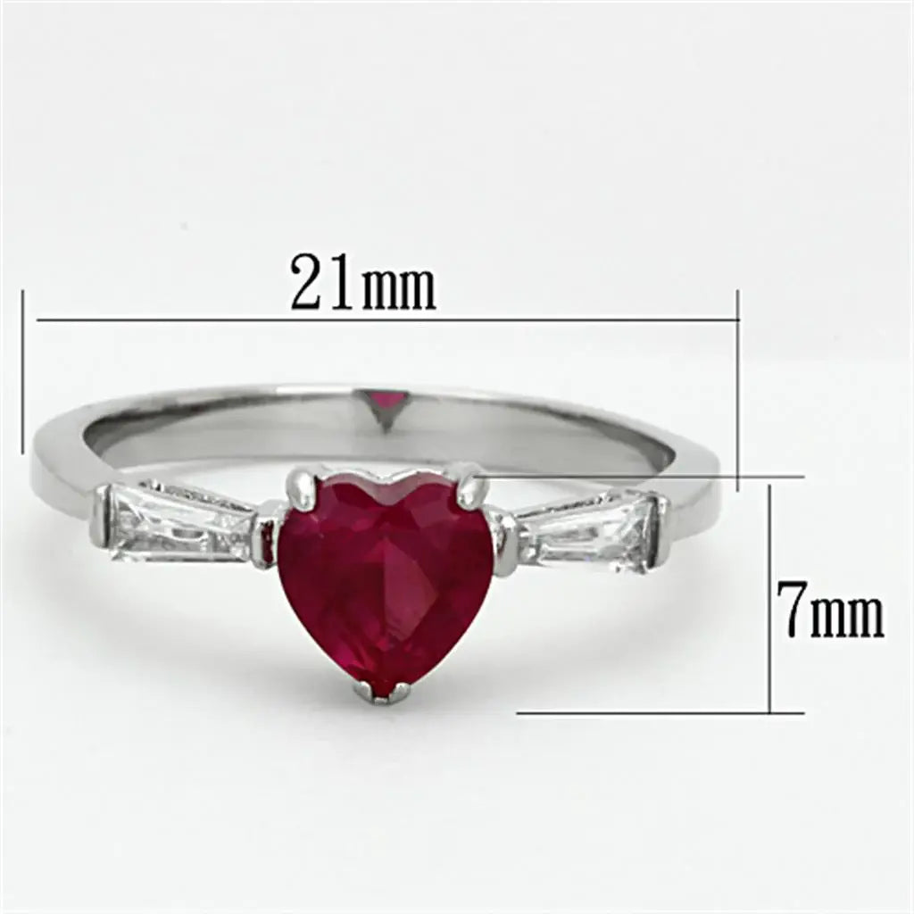 TK1221 - High polished (no plating) Stainless Steel Ring with AAA Grade CZ in Ruby - Alamode - Flyclothing LLC