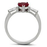 TK1221 - High polished (no plating) Stainless Steel Ring with AAA Grade CZ  in Ruby - Alamode
