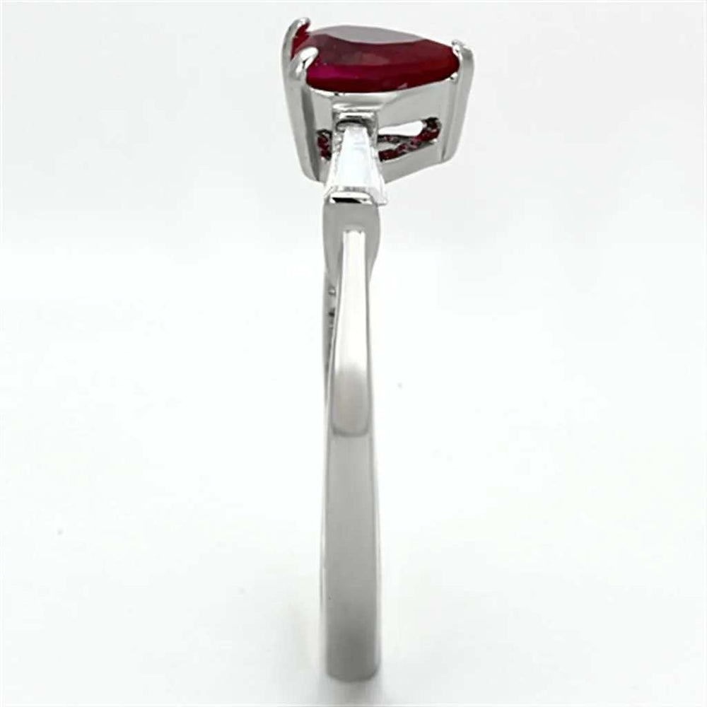 TK1221 - High polished (no plating) Stainless Steel Ring with AAA Grade CZ in Ruby - Alamode - Flyclothing LLC