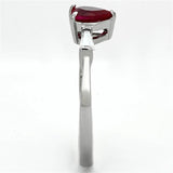 TK1221 - High polished (no plating) Stainless Steel Ring with AAA Grade CZ  in Ruby - Alamode