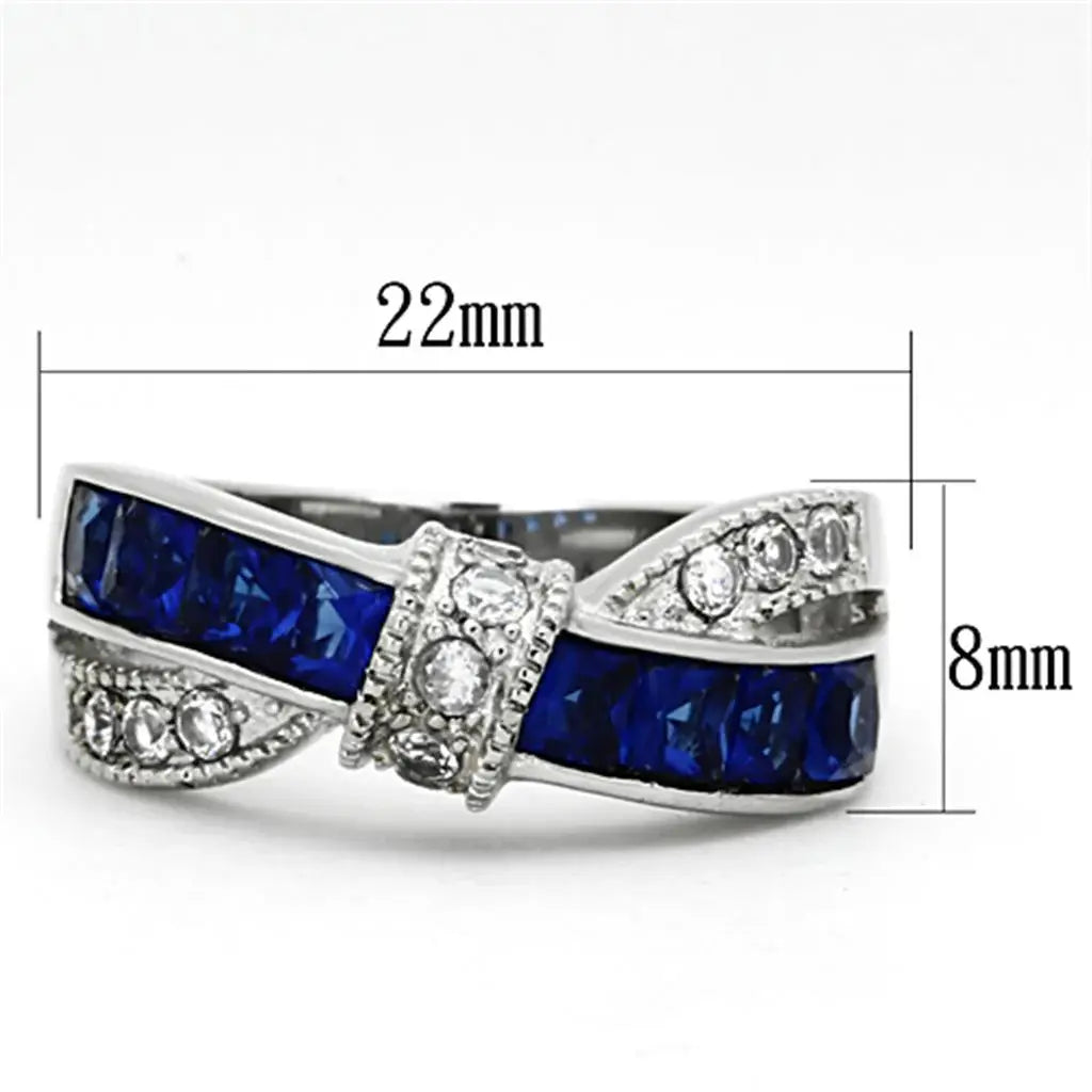TK1222 - High polished (no plating) Stainless Steel Ring with Synthetic Synthetic Glass in Montana - Alamode - Flyclothing LLC