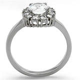 TK1223 - High polished (no plating) Stainless Steel Ring with AAA Grade CZ  in Clear - Alamode