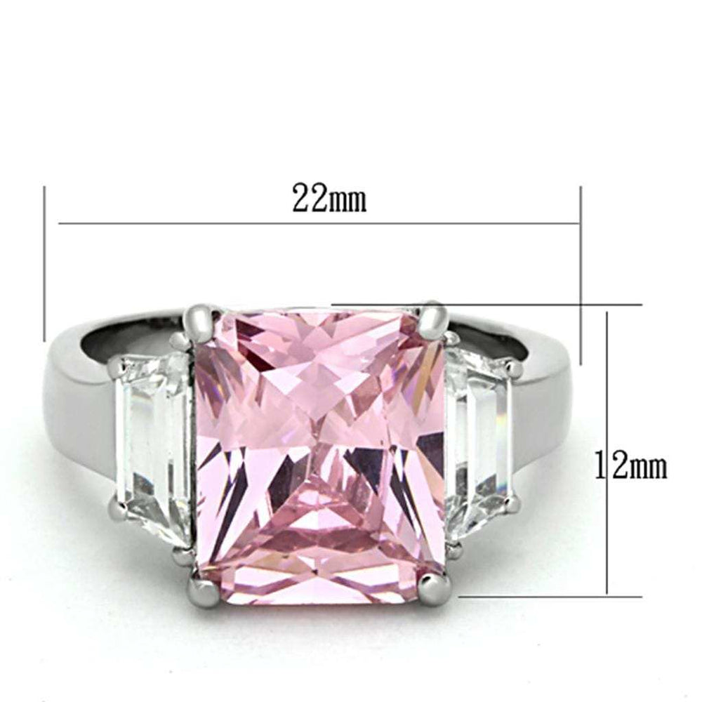 TK1224 - High polished (no plating) Stainless Steel Ring with AAA Grade CZ in Rose - Alamode - Flyclothing LLC
