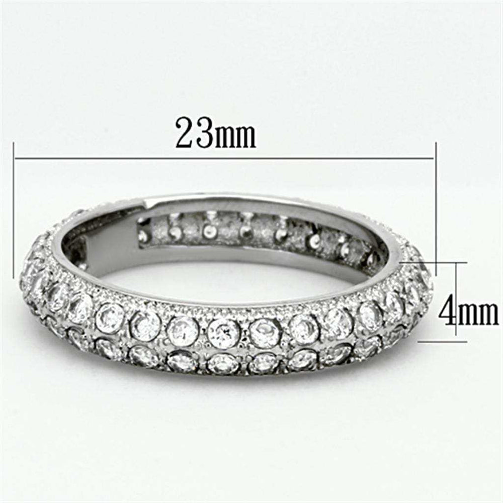 TK1225 - High polished (no plating) Stainless Steel Ring with AAA Grade CZ in Clear - Alamode - Flyclothing LLC