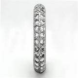 TK1225 - High polished (no plating) Stainless Steel Ring with AAA Grade CZ  in Clear - Alamode