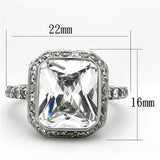 TK1226 - High polished (no plating) Stainless Steel Ring with AAA Grade CZ  in Clear - Alamode