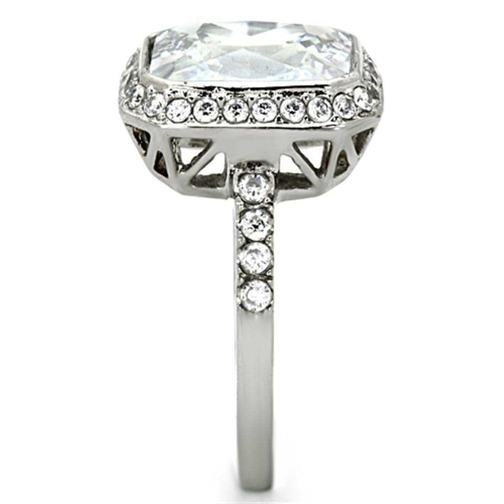 TK1226 - High polished (no plating) Stainless Steel Ring with AAA Grade CZ in Clear - Alamode - Flyclothing LLC