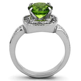 TK1227 - High polished (no plating) Stainless Steel Ring with Synthetic Synthetic Glass in Peridot - Alamode - Flyclothing LLC