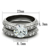 TK1228 - High polished (no plating) Stainless Steel Ring with AAA Grade CZ  in Clear - Alamode